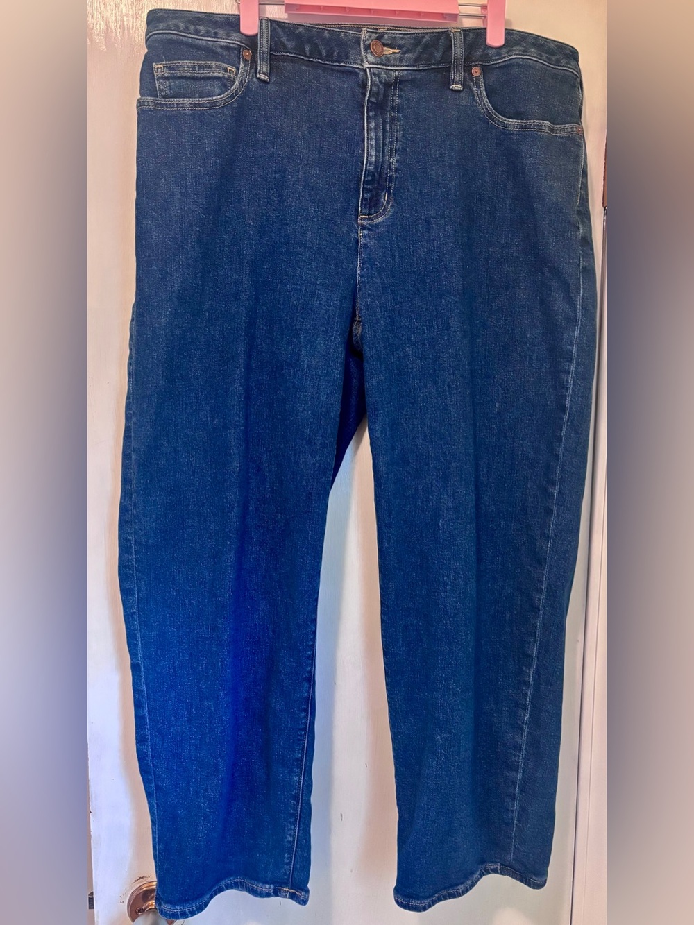 Lands’ End Ankle Length Denim Jeans Straight Leg Plus Size 18 (37x26)